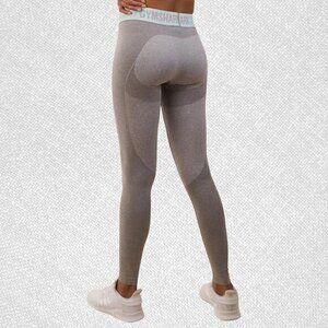 Gymshark Flex Leggings Seamless Light Grey Marl/Pale Turquoise Size S